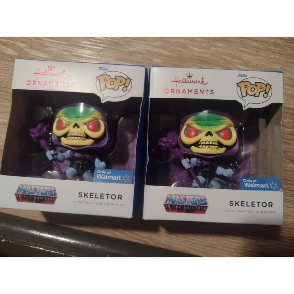 Two Hallmark Funko Masters of the Universe Skeletor tree ornaments